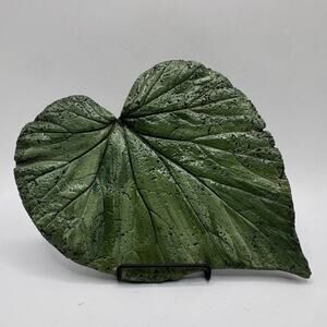 Hand Painted Cast Concrete Botanical Leaf Wall Plaque Garden Decor Green 9”
